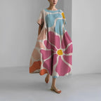 Women floral bohemian maxi dress loose fit with vibrant floral print
