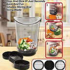 3-in-1 manual food chopper and vegetable slicer with carbon steel blades, compact BPA-free