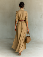 Casual maxi dress bohemian flowy style with abstract print, women's breathable summer dress