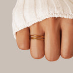 Women 18K gold plated stainless steel band ring hypoallergenic waterproof