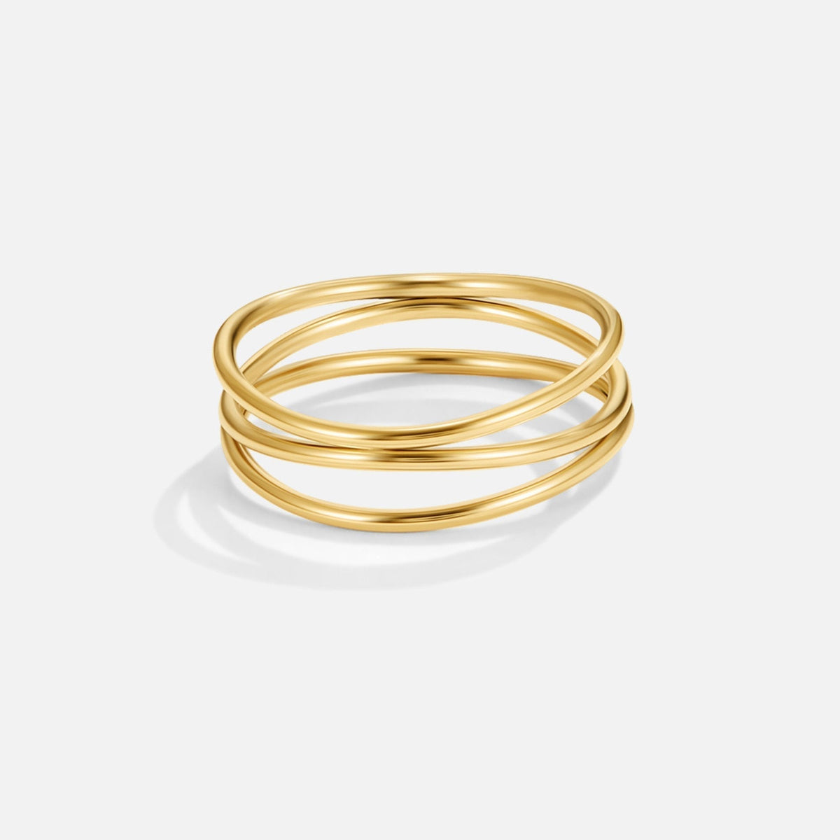 Women 18K gold plated stainless steel band ring hypoallergenic waterproof