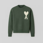 Women's oversized sweater with heart ace print and round neckline, all-season casual pullover
