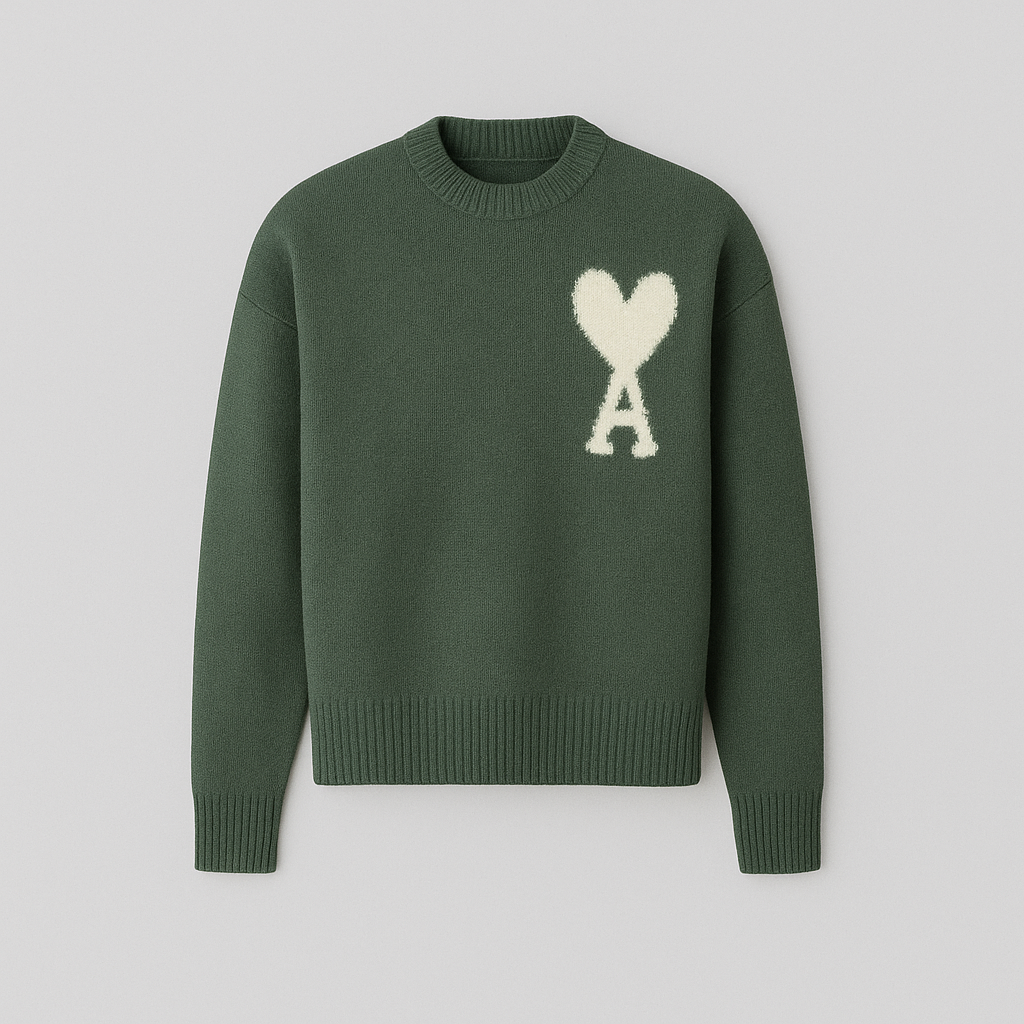 Women's oversized sweater with heart ace print and round neckline, all-season casual pullover