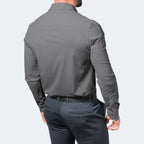 Men's wrinkle-free stretch dress shirt slim fit, available in Black, White and Light Blue