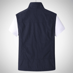 Men utility vest regular fit multi pocket zip high collar