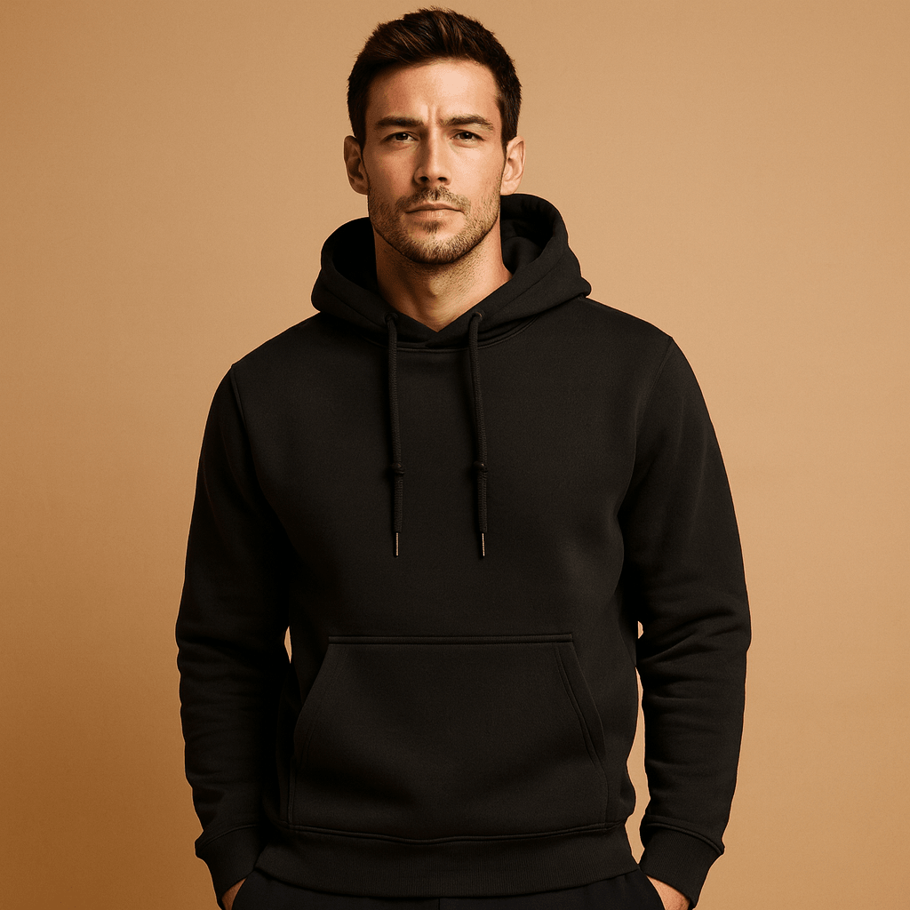Men casual hoodie regular fit with drawstring hood and kangaroo pocket