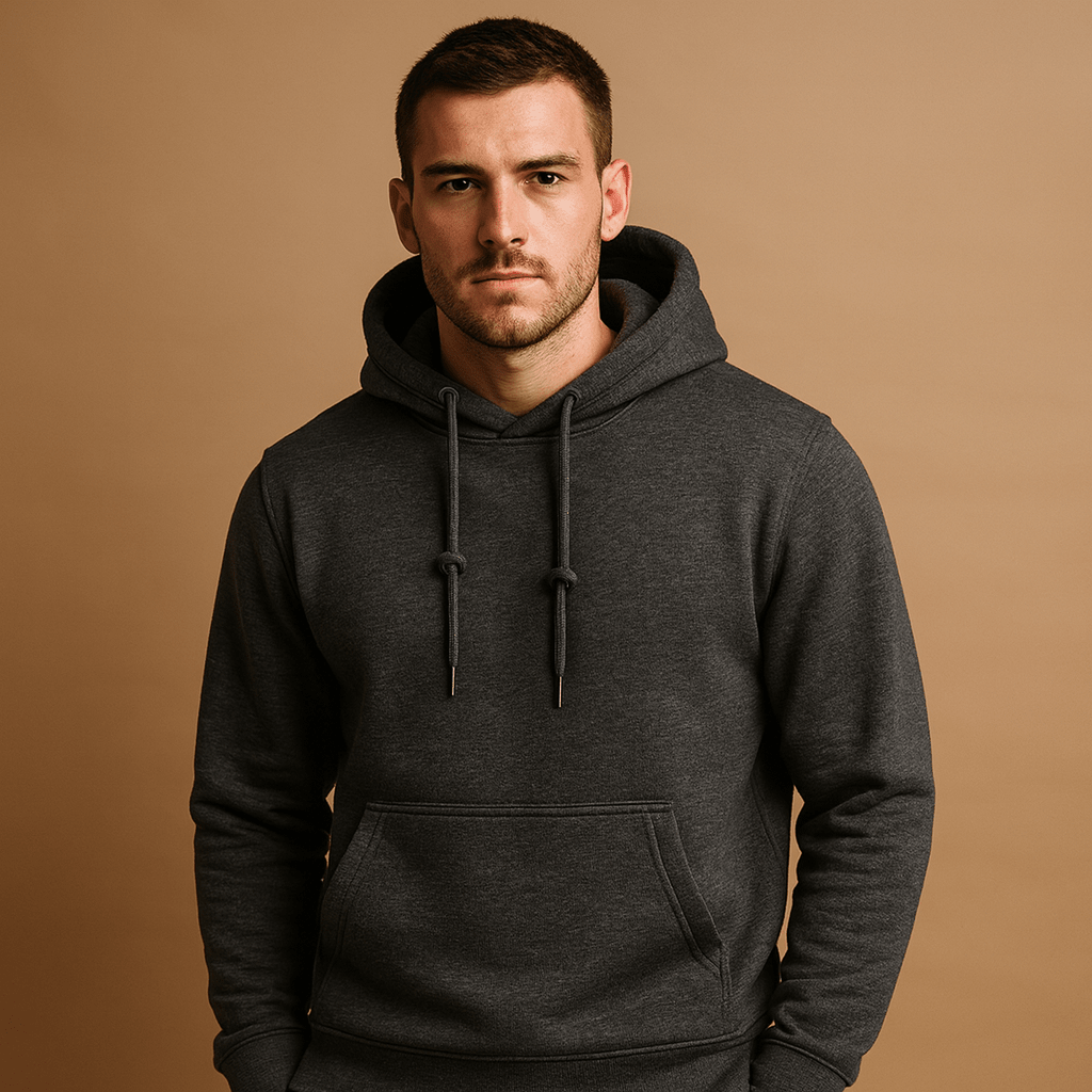 Men casual hoodie regular fit with drawstring hood and kangaroo pocket