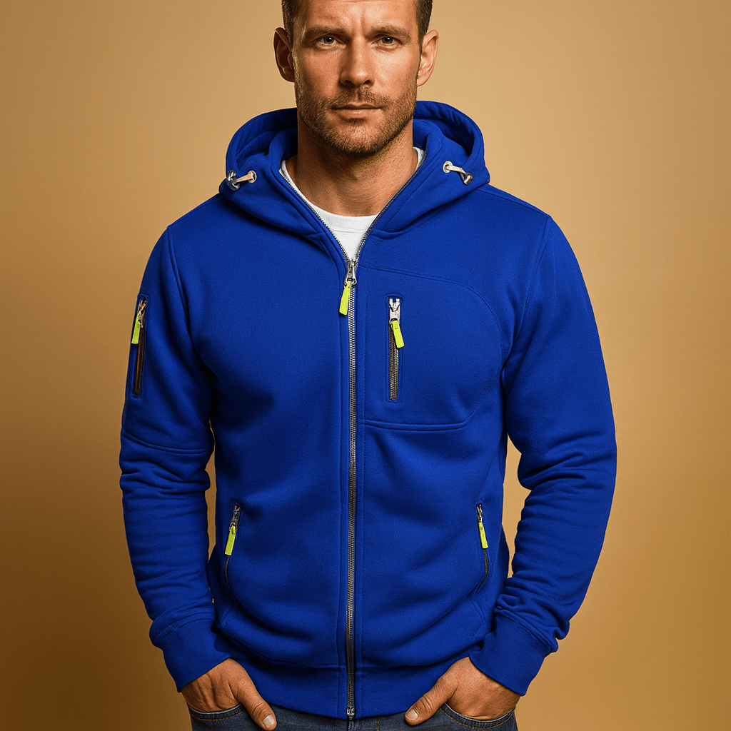 Men zip up hoodie regular fit with drawstring hood