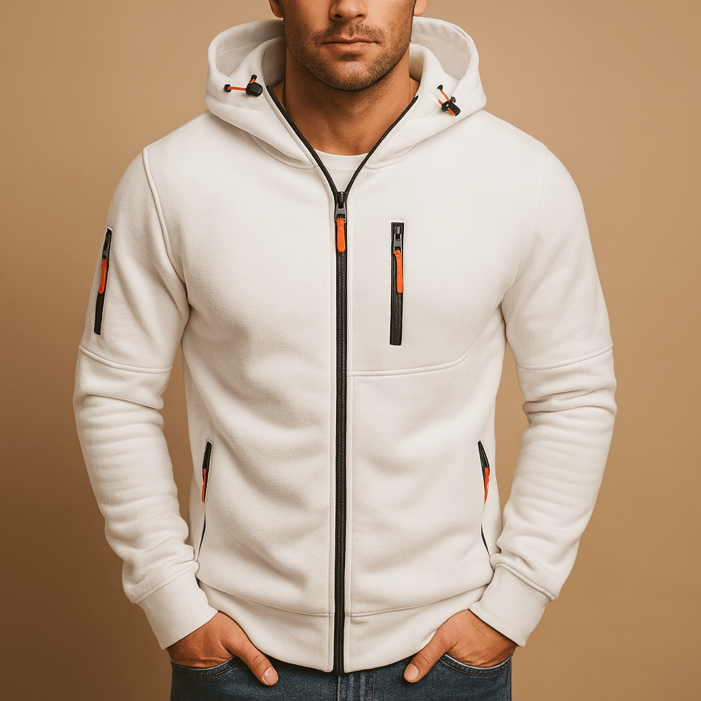 Men zip up hoodie regular fit with drawstring hood