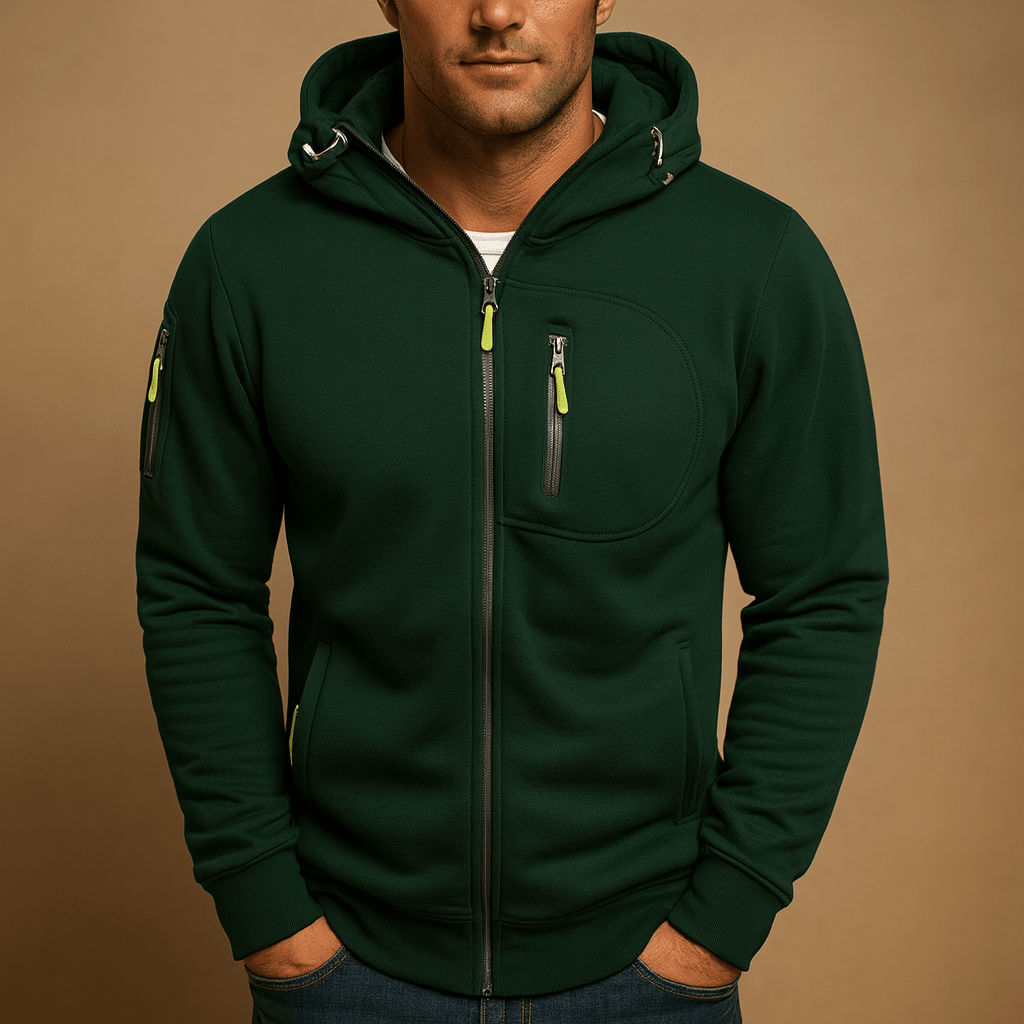 Men zip up hoodie regular fit with drawstring hood