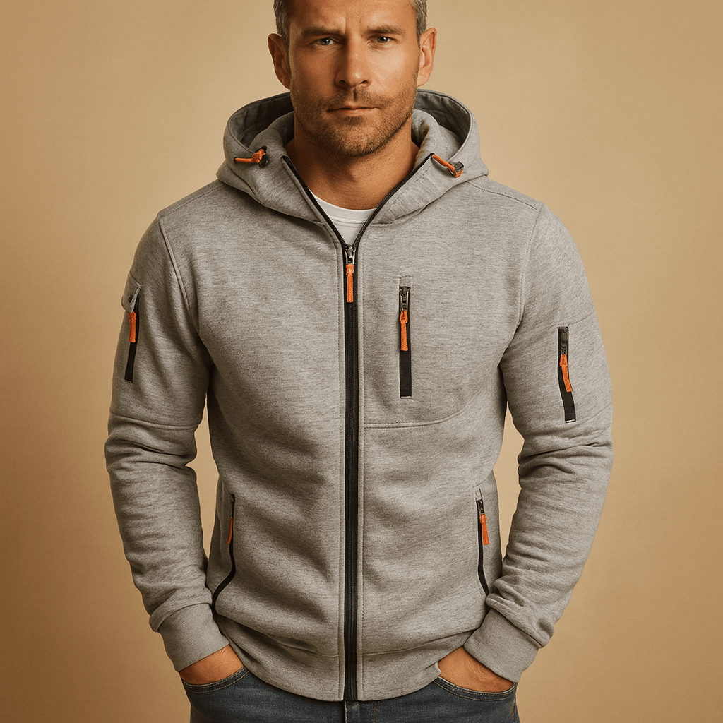Men zip up hoodie regular fit with drawstring hood