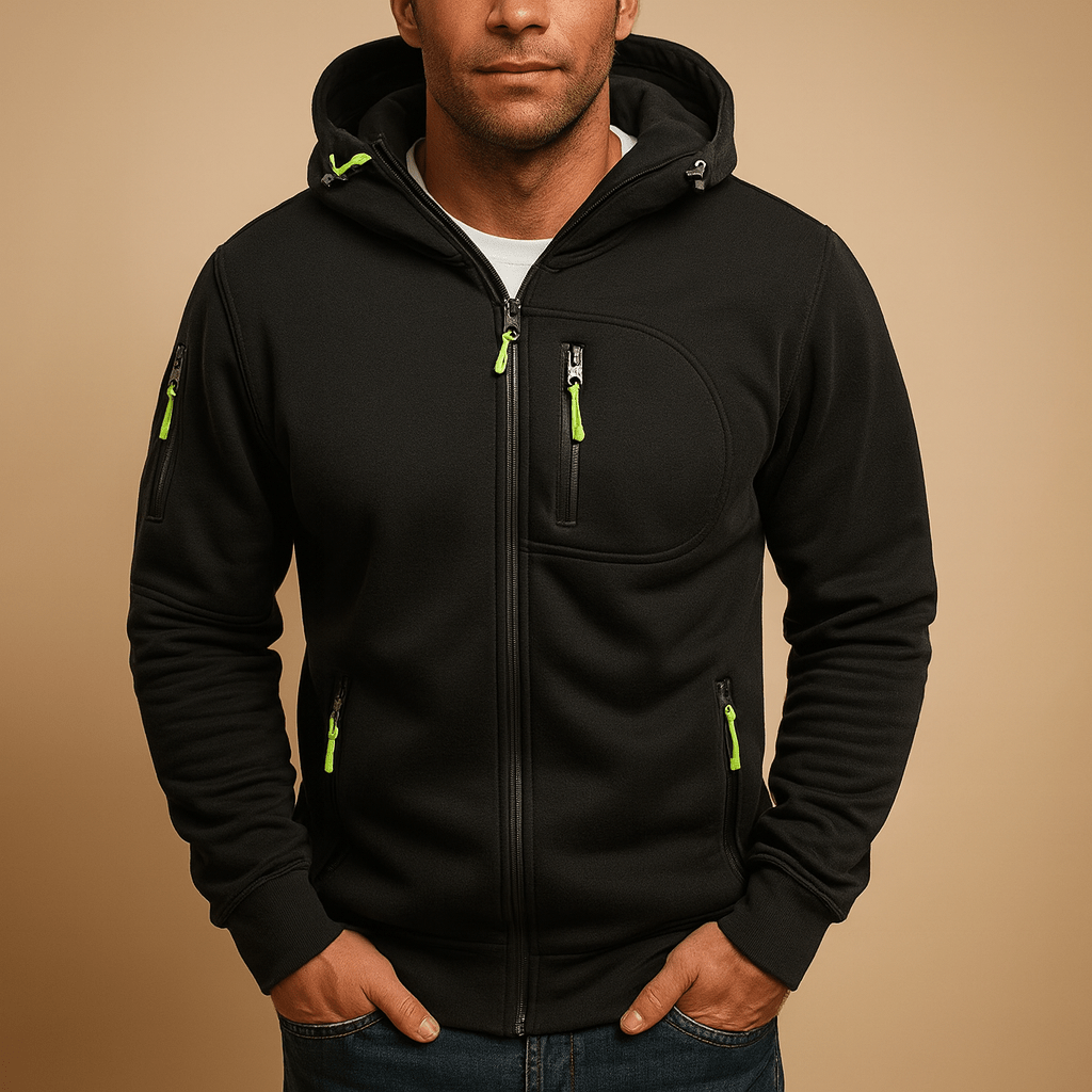 Men zip up hoodie regular fit with drawstring hood