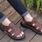 Sandálias Ortopédicas Masculinas | Couro, Velcro Ajustável