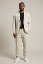 Men's linen suit set relaxed fit blazer and trousers, S to 4XL