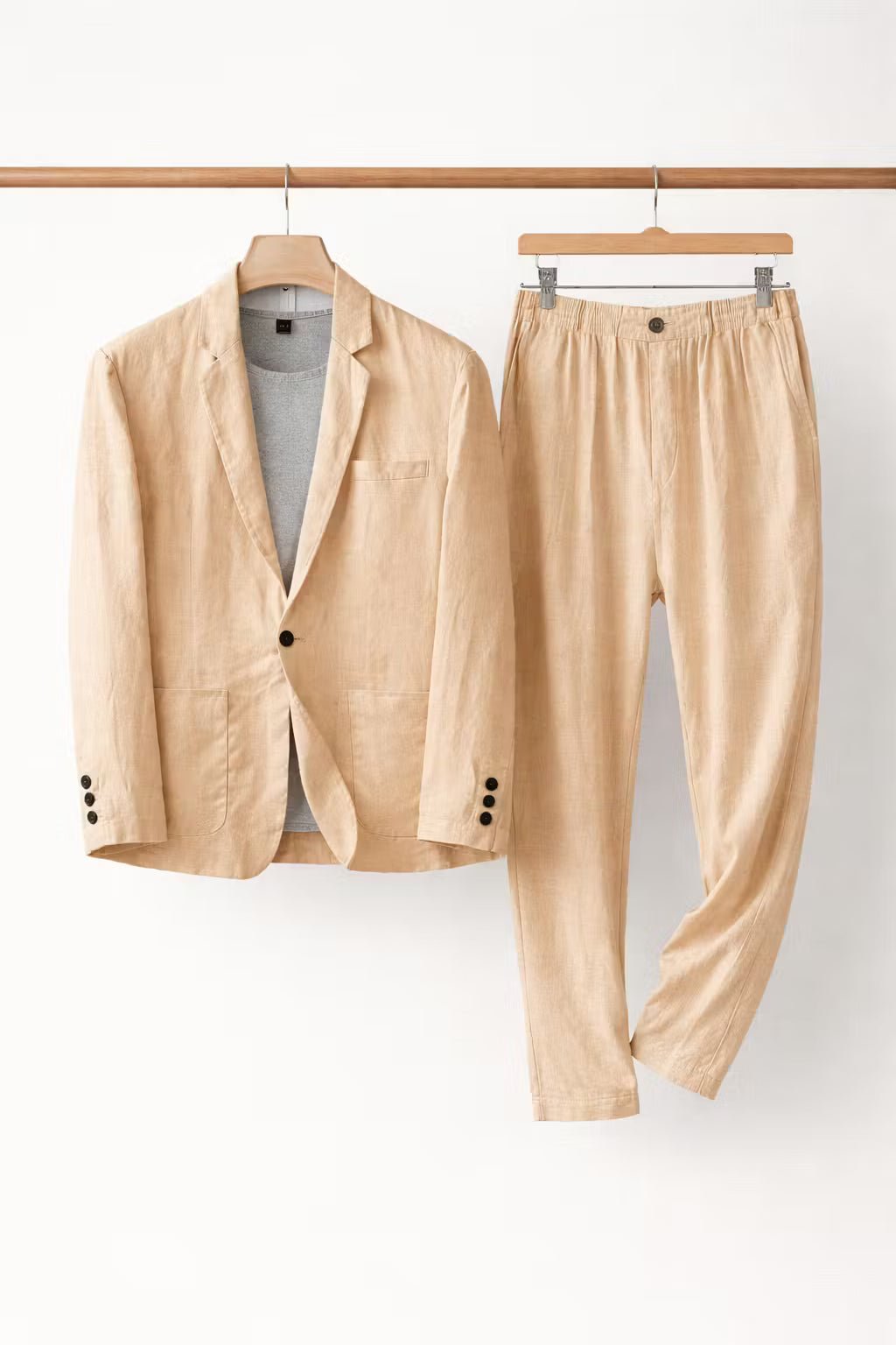 Men's linen suit set relaxed fit blazer and trousers, S to 4XL
