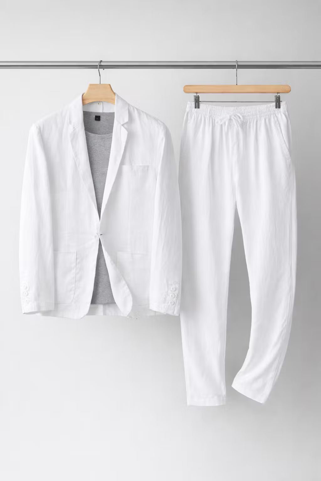 Men's linen suit set relaxed fit blazer and trousers, S to 4XL