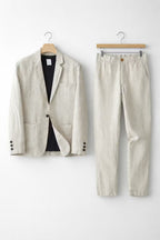 Men's linen suit set relaxed fit blazer and trousers, S to 4XL