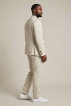 Men's linen suit set relaxed fit blazer and trousers, S to 4XL