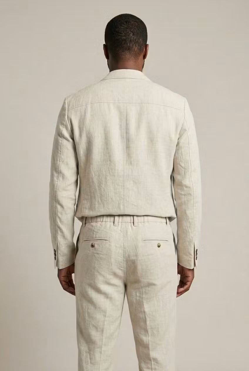 Men's linen suit set relaxed fit blazer and trousers, S to 4XL