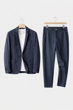 Men's linen suit set relaxed fit blazer and trousers, S to 4XL