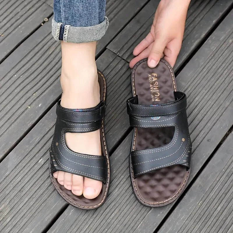 Sandálias Masculinas | Tiras Largas, Couro | Conforto Ortopédico