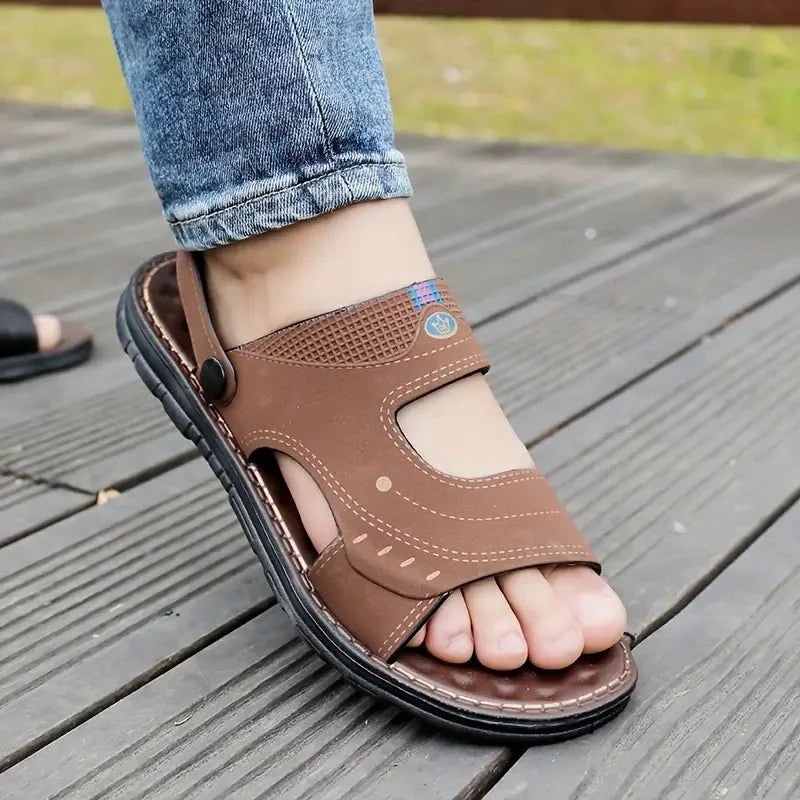 Sandálias Masculinas | Tiras Largas, Couro | Conforto Ortopédico