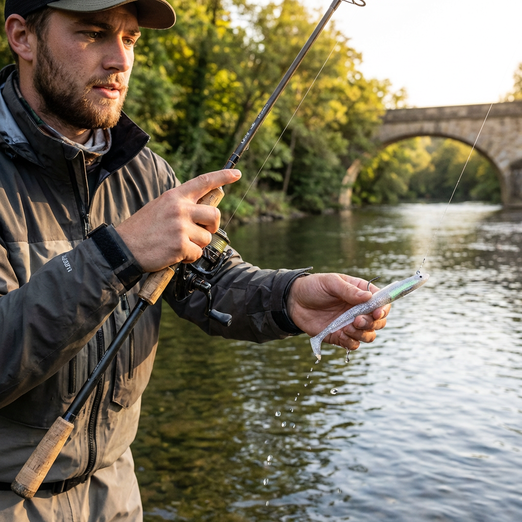 Soft plastic swimbait with lead jig head for bass and pike fishing