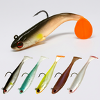 Soft plastic swimbait with lead jig head for bass and pike fishing
