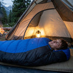 Big and tall 0F insulated sleeping bag cold weather blue 1800g