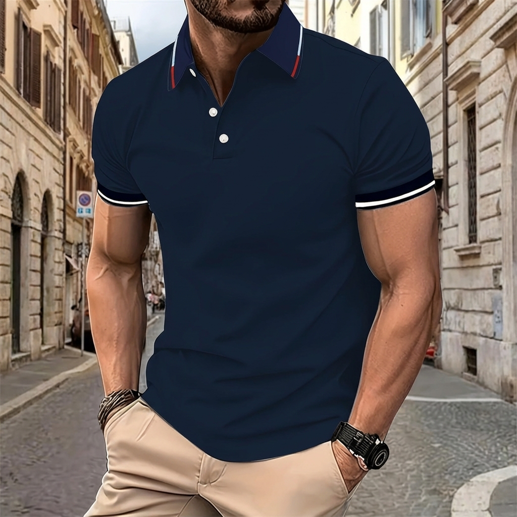 Men Polo Shirt Short Sleeve Casual Collared Regular Fit Tops
