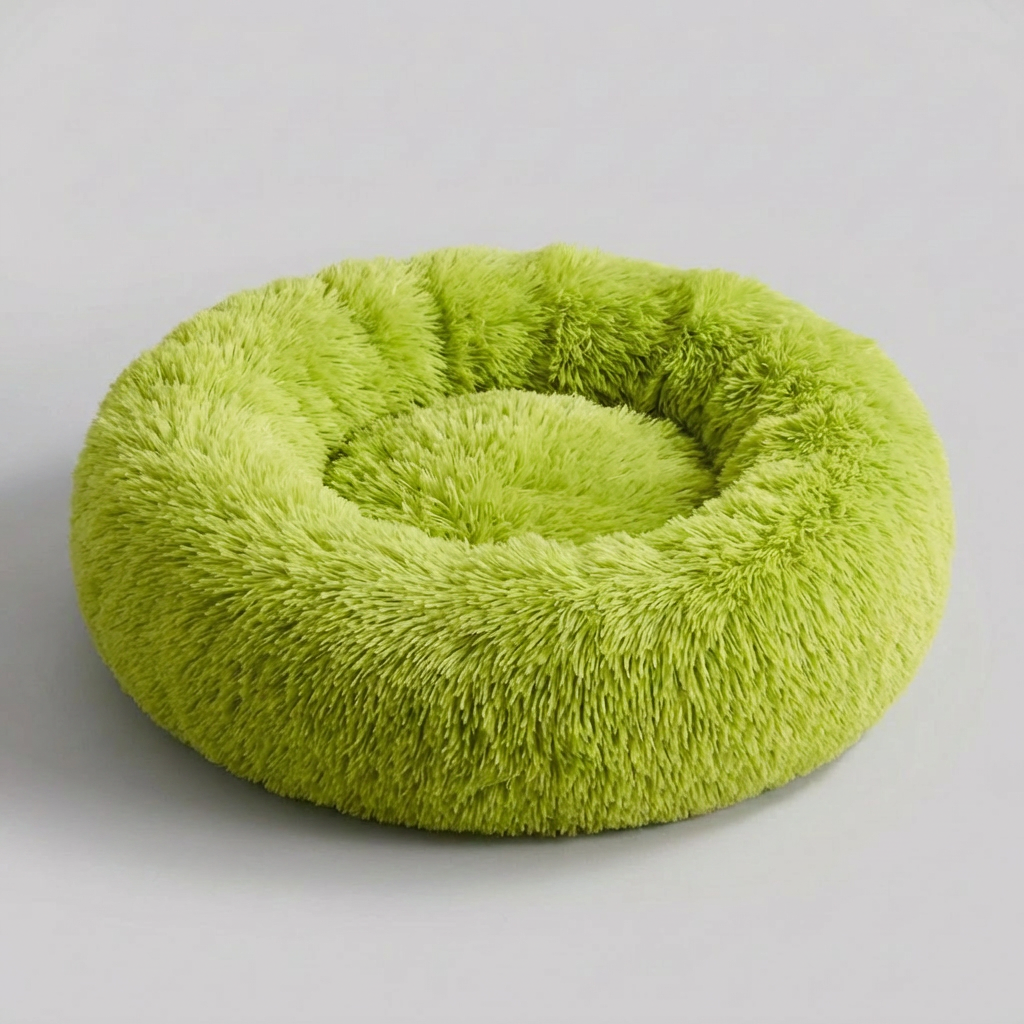 Anti-anxiety calming dog bed faux shag nest raised edges multiple sizes