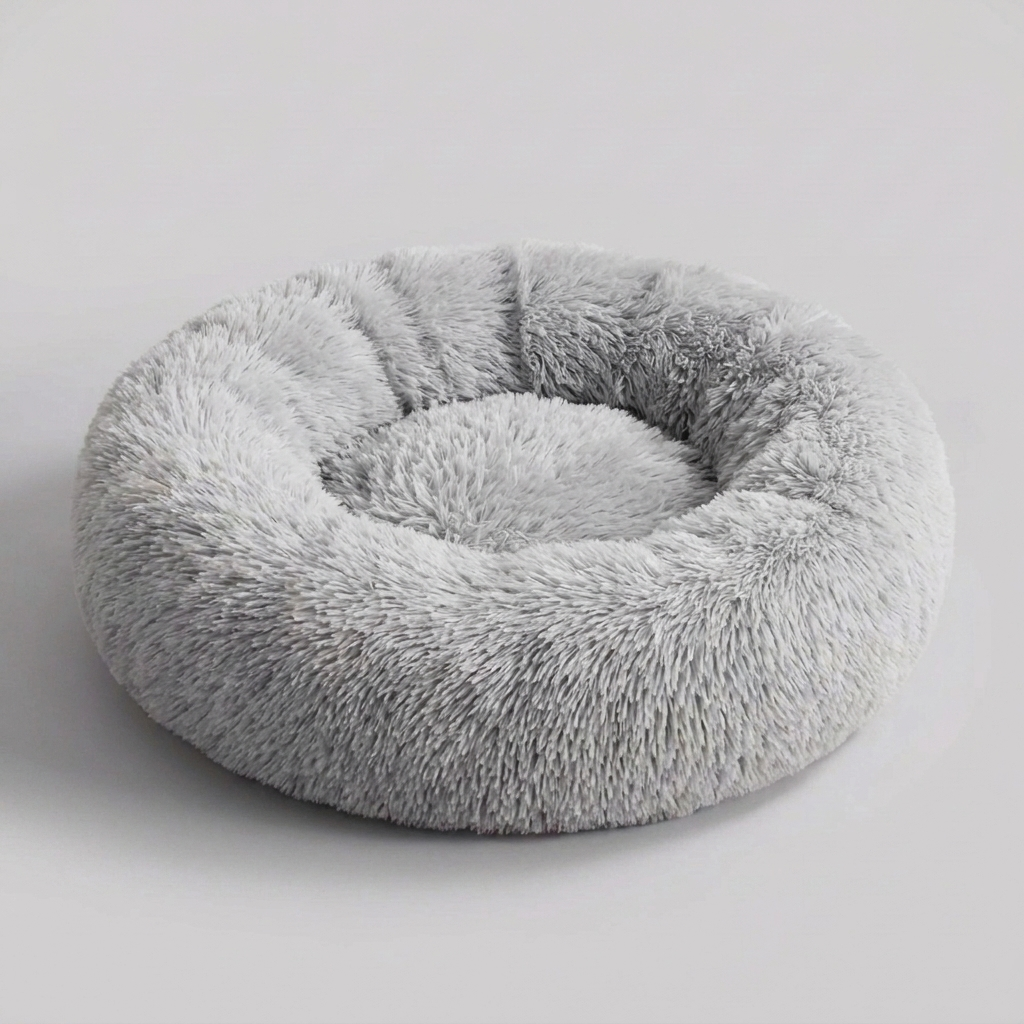 Anti-anxiety calming dog bed faux shag nest raised edges multiple sizes