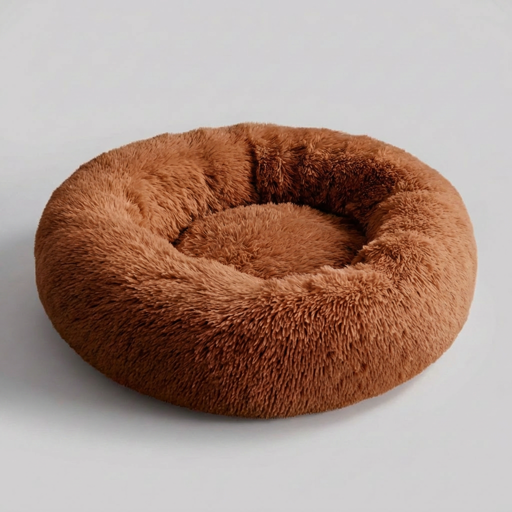 Anti-anxiety calming dog bed faux shag nest raised edges multiple sizes
