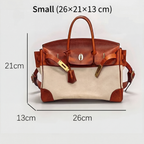 Leather weekend bag in light chocolate, top grain leather with gold tone hardware