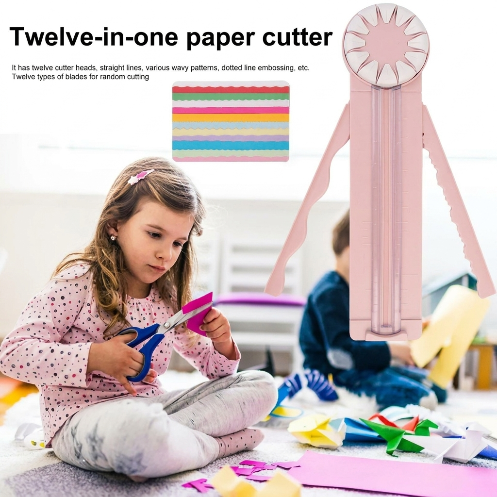 12 in 1 paper trimmer cutter with 360 rotating blade and anti-slip base