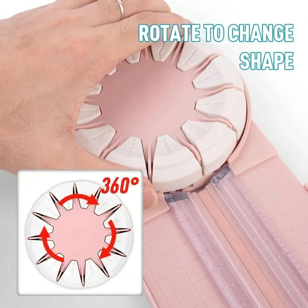 12 in 1 paper trimmer cutter with 360 rotating blade and anti-slip base