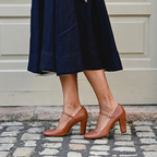 Women's low heel sandals brown suede with adjustable strap, everyday casual