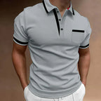 Men's polo shirt classic fit with collared button placket, cotton blend casual wear