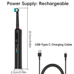 Electric toothbrush 360° rotating with IPX7 waterproof and USB-C charging, 70-day battery