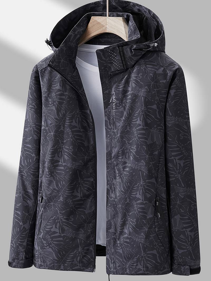 Men waterproof windproof jacket lightweight full-zip all season