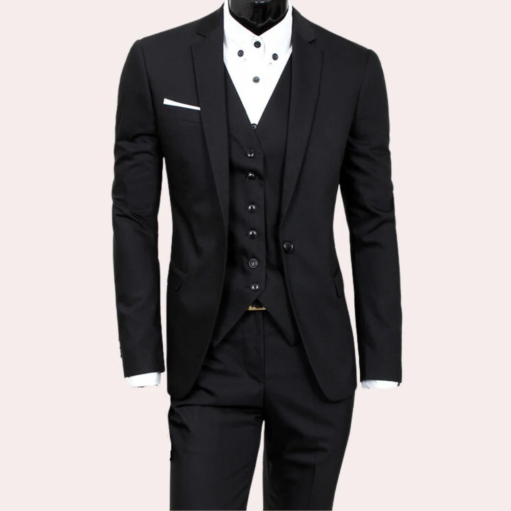 Men's 3-piece suit slim fit blazer vest trousers formal occasion