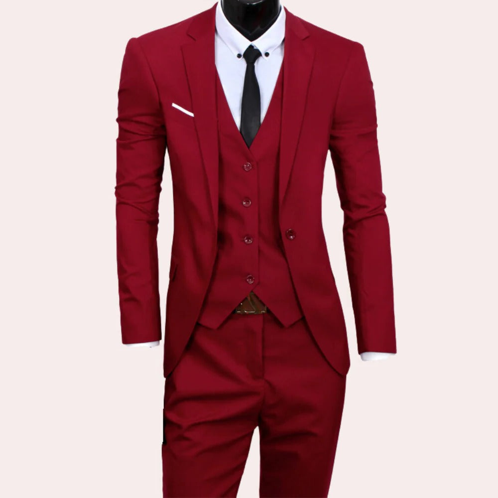 Men's 3-piece suit slim fit blazer vest trousers formal occasion