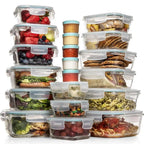 Food storage container set 35-piece airtight lids stackable leak-resistant