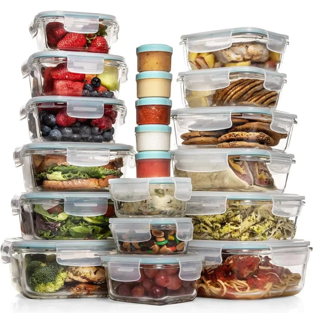 Food storage container set 35-piece airtight lids stackable leak-resistant