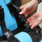 Portable child car seat with 5-point harness, foldable and lightweight for travel
