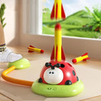 3-in-1 kids activity toy with jumping pad, ring toss and rocket launcher for ages 2+