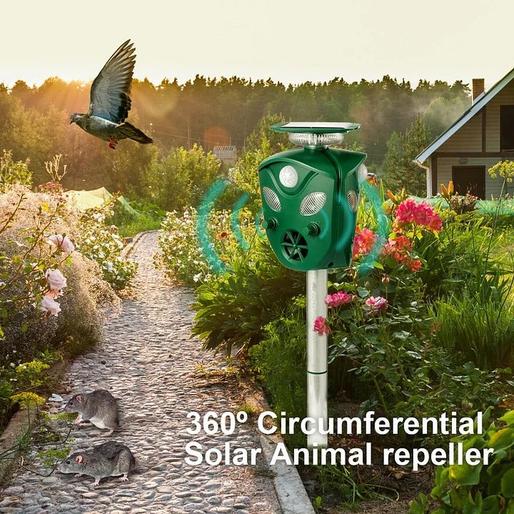 Solar animal repeller 360 degree ultrasonic motion sensor IP44 outdoor