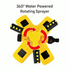 360° rotating lawn sprinkler yellow adjustable spray angles garden irrigation