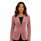Velvet Blazer Women Long Sleeve Fitted Notched Lapel Tailored