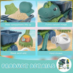 Beach sand toy set with dinosaur truck and sandcastle molds for kids outdoor play